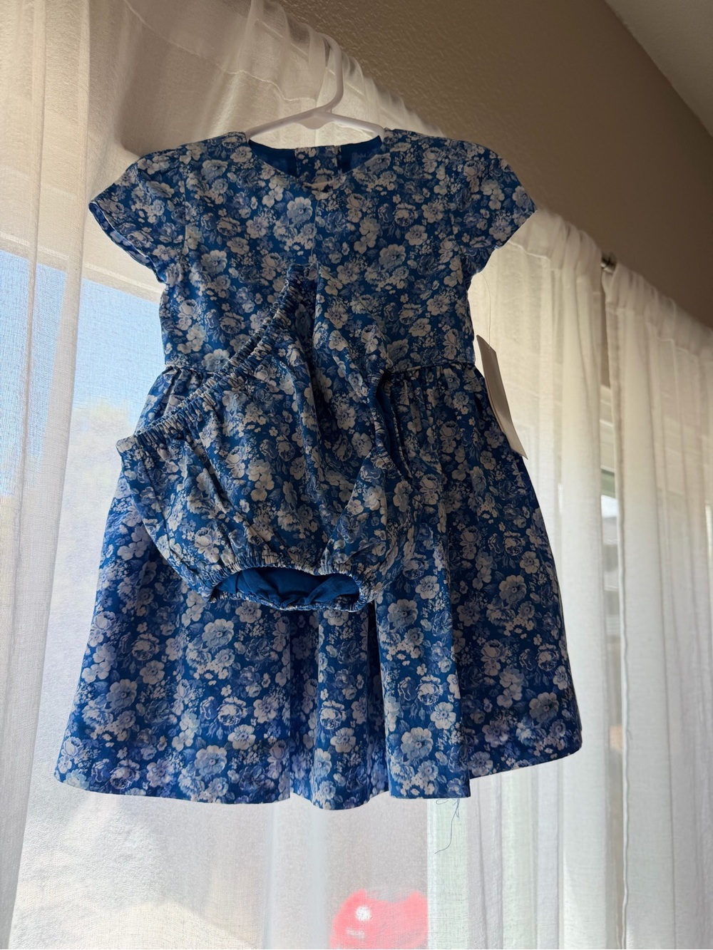 Polo Ralph Lauren Blue Floral Cotton Dress with Matching Bloomers